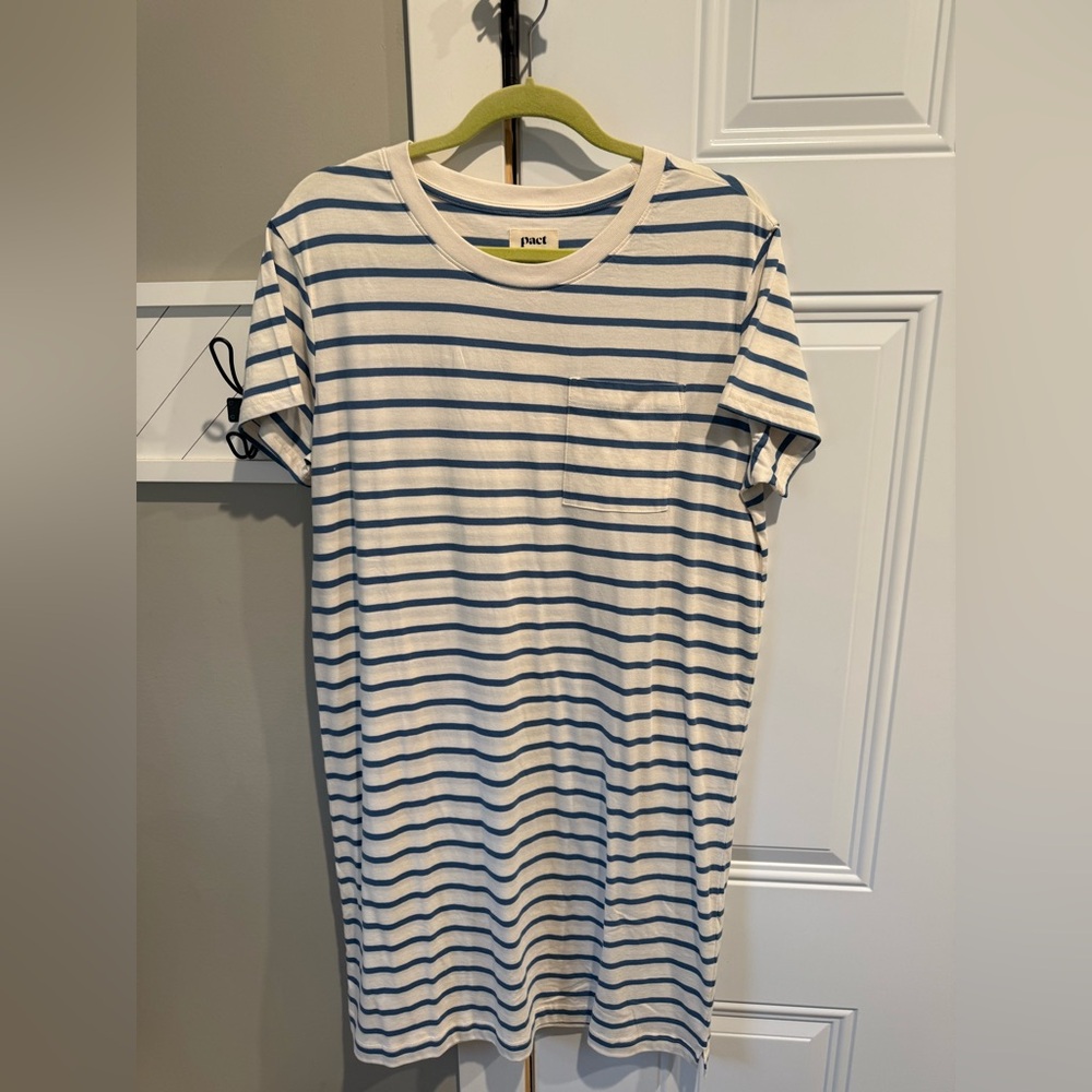 Pact Blue and White Striped Tee